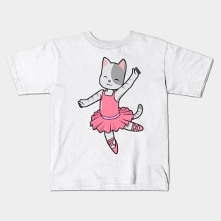 Cartoon cat dances ballet - ballerina Kids T-Shirt